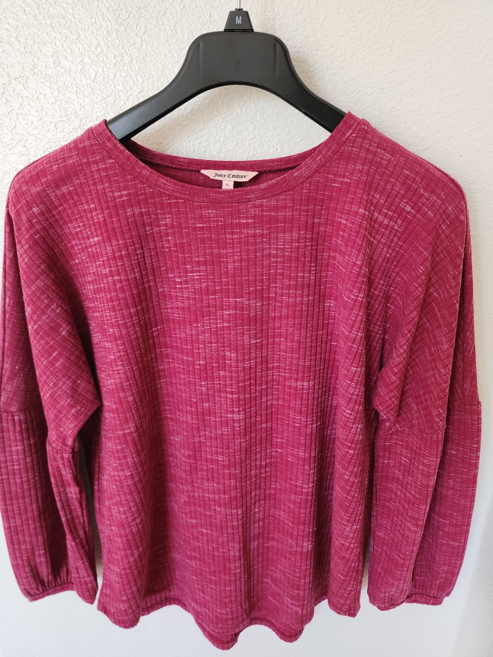 Juicy Couture XL Berry Pink Ribbed Balloon Sleeve Top